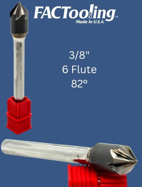 3/8" (82°) 6 Fl Brazed Carbide Countersink