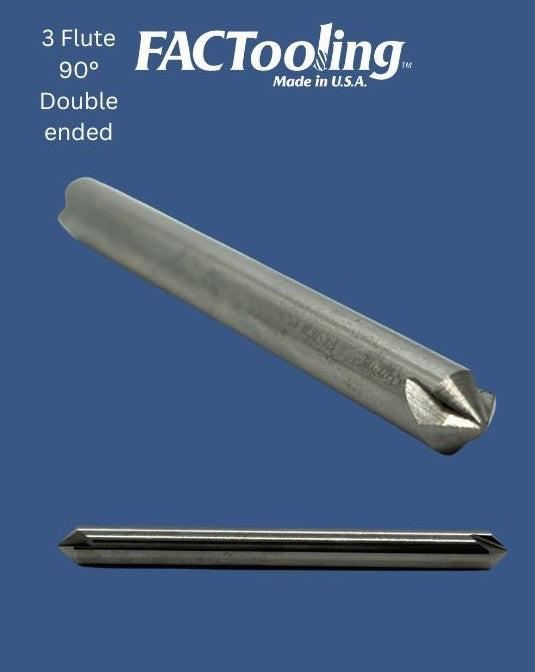 3/16" 3 Flute 90° Double Ended Carbide Countersink