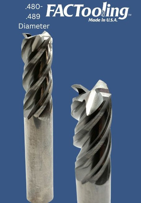 .480-.489 Cut Diameter 4 Flute Carbide End Mill