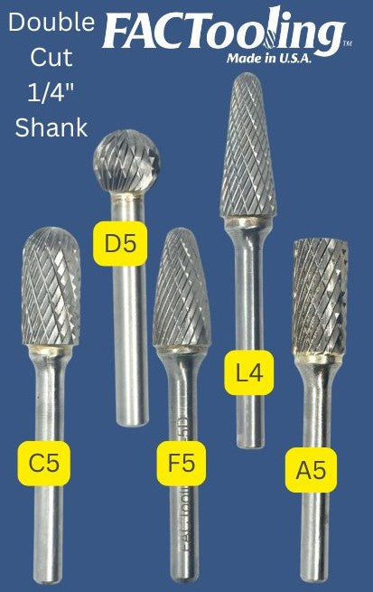 1/2" Diameter Carbide Bur qty 5 kit