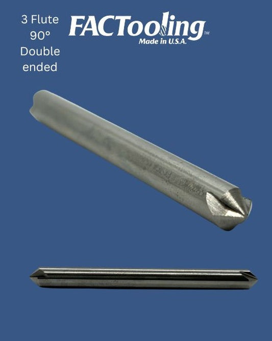 3/16" 3 Flute 90° Double Ended Carbide Countersink