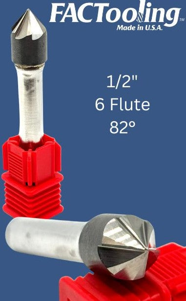 1/2" (82°) 6 Fl Brazed Carbide Countersink