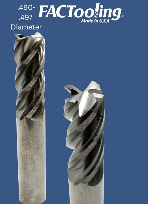 .490-.497 Diameter 4 Flute Carbide End Mill